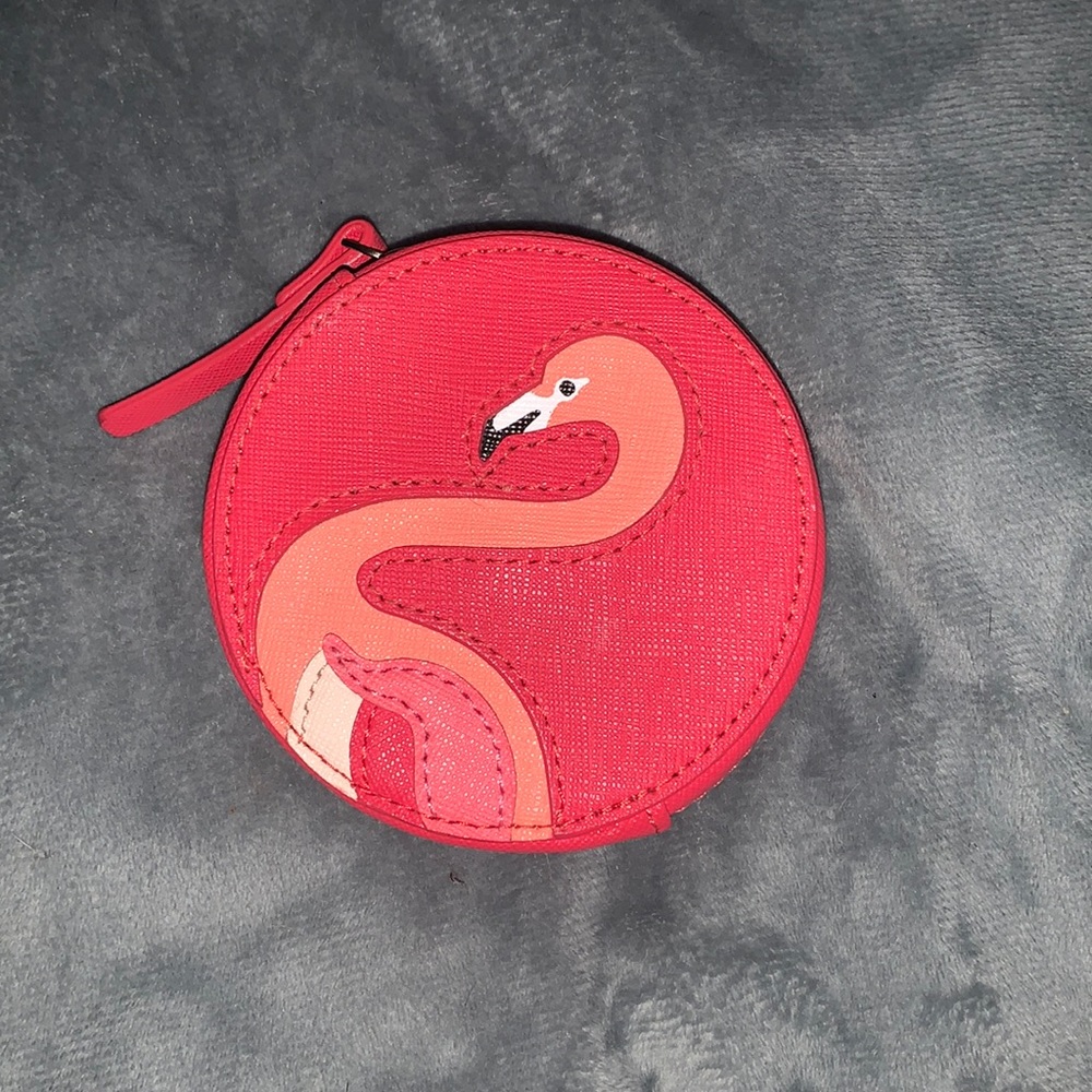 Coral flamingo coin purse